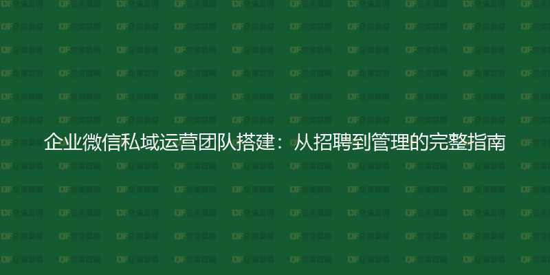 企业微信私域运营团队搭建：从招聘到管理的完整指南-企富蓝图