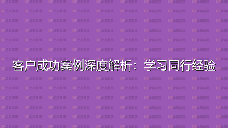 客户成功案例深度解析：学习同行经验-企富蓝图