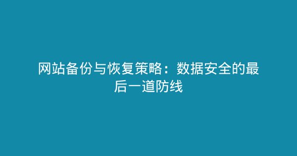 网站备份与恢复策略：数据安全的最后一道防线-企富蓝图