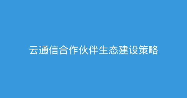 云通信合作伙伴生态建设策略-企富蓝图