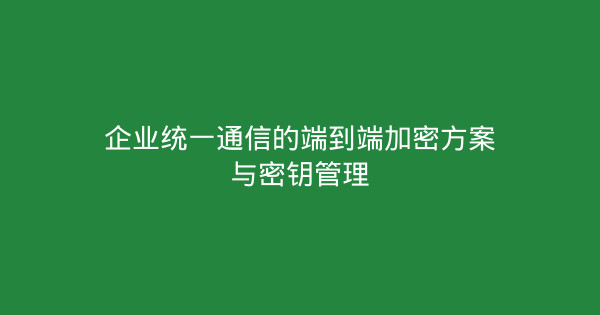 企业统一通信的端到端加密方案与密钥管理-企富蓝图