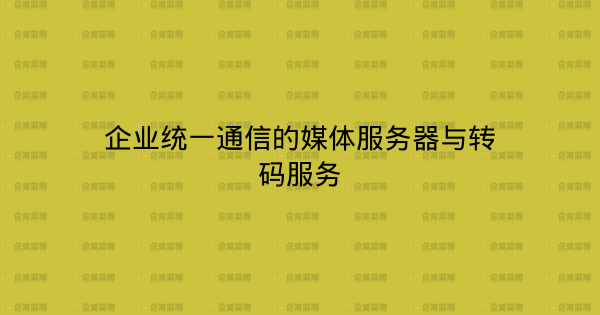企业统一通信的媒体服务器与转码服务-企富蓝图