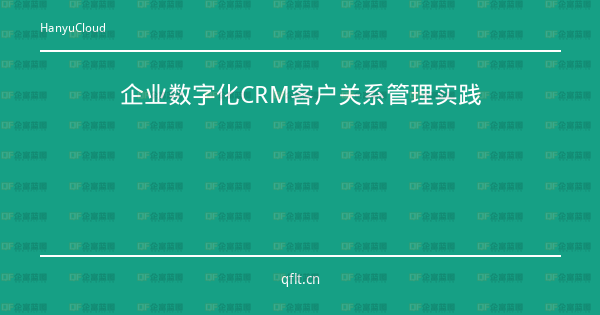 企业数字化CRM客户关系管理实践-企富蓝图