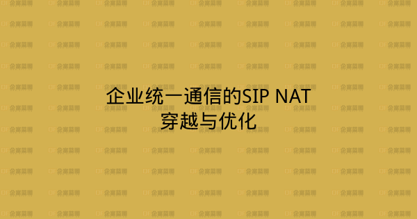企业统一通信的SIP NAT穿越与优化-企富蓝图