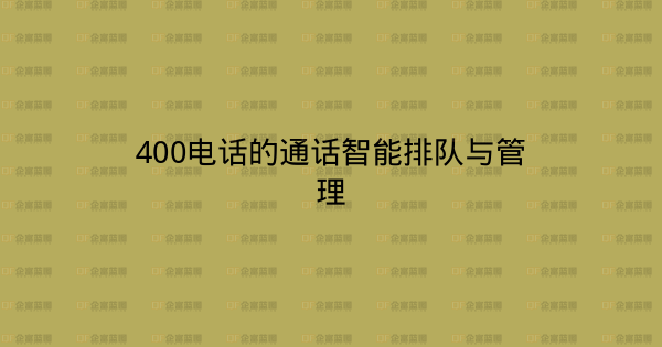 400电话的通话智能排队与管理-企富蓝图